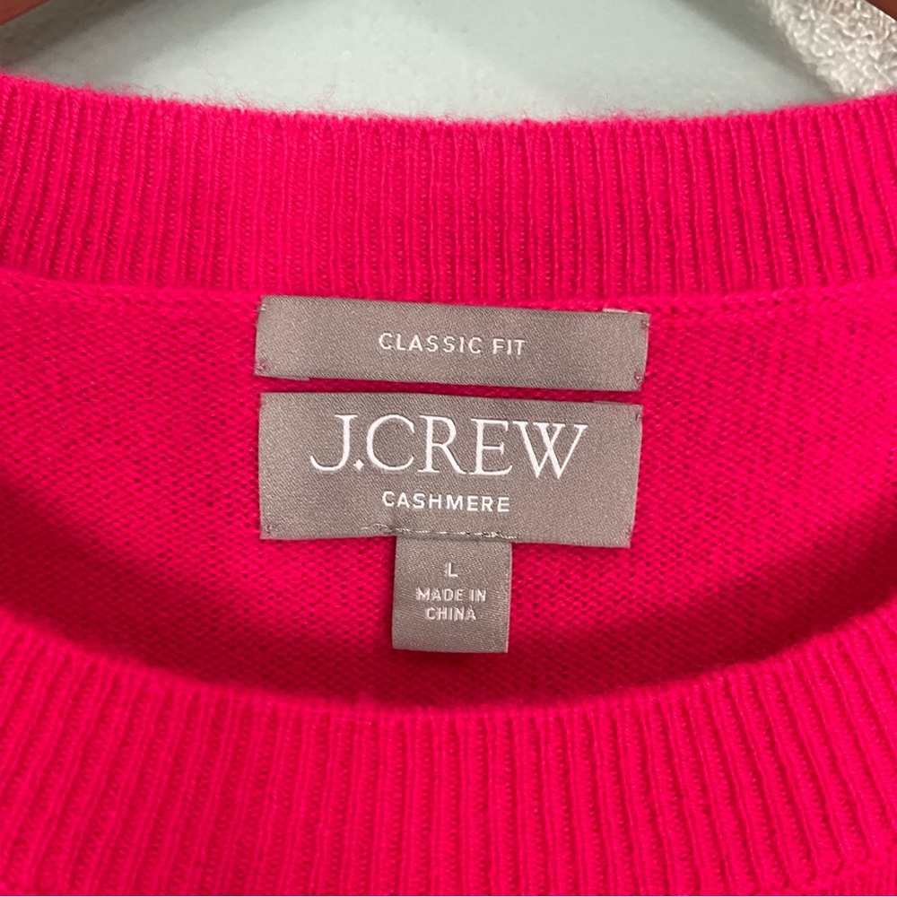 JCrew Cashmere Sweater Classic Fit Crewneck Pink Fuchsia Magenta Women Sz Large - Picture 8 of 11